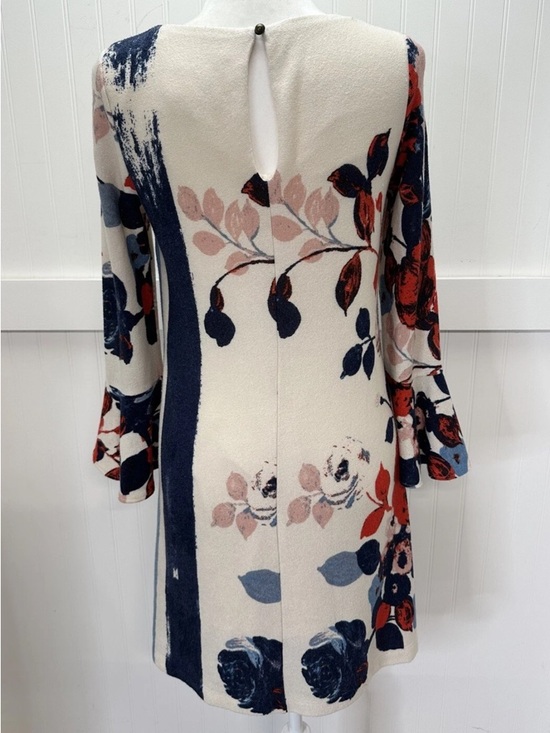 Maeve Cream Mini Dress with Red, Navy & Blush Floral Motif - Picture 3 of 8